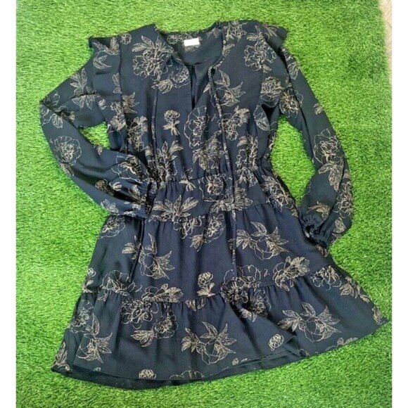 Aritzia Womens Wilfred Marvelle Floral Tier Ruffle Black Dress Medium - Picture 3 of 10